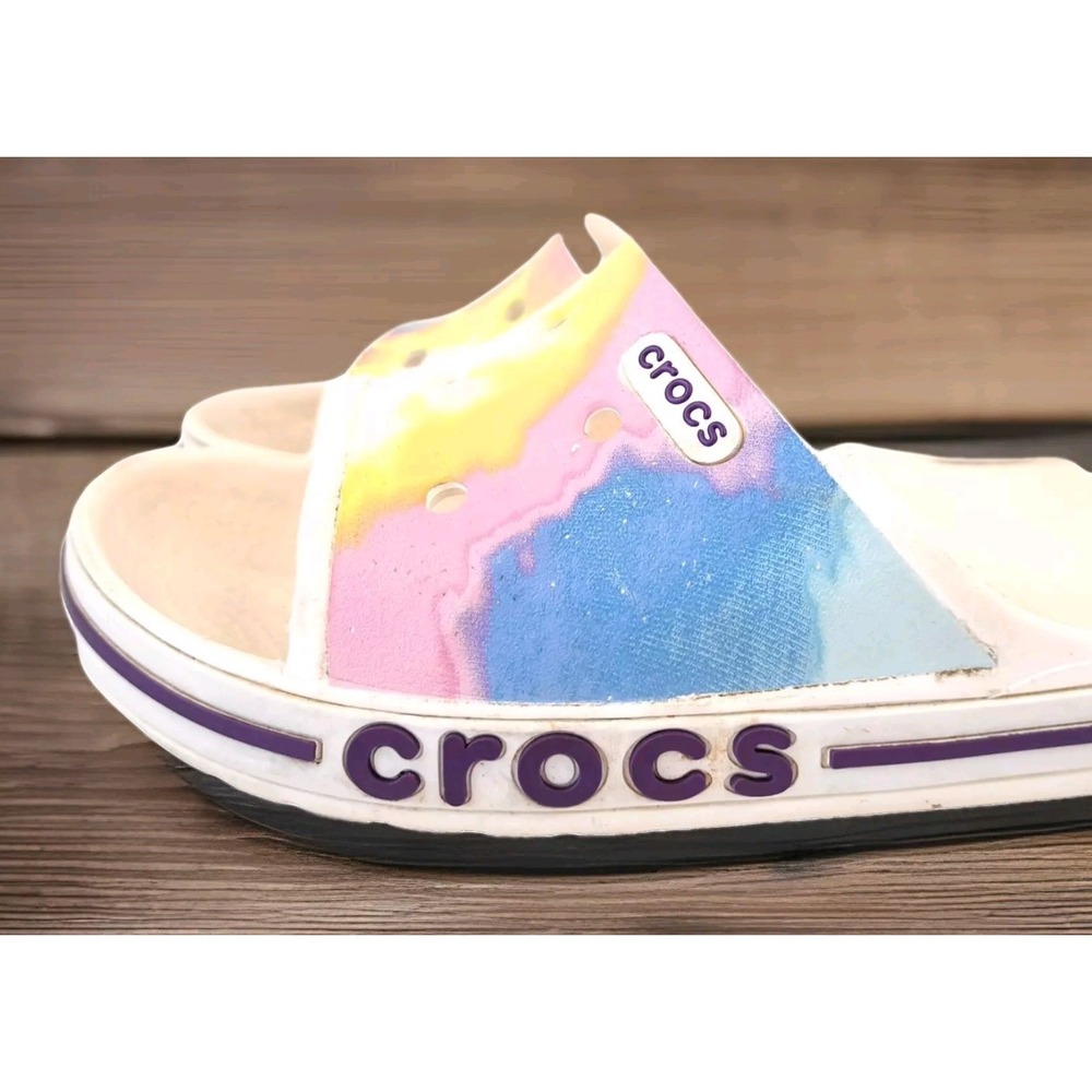 CROCS Classic Slide Pastel Tie-Dye Mens 8 Women's 10 Summer Fun Artsy Preppy